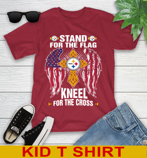 NFL Football Pittsburgh Steelers Stand For Flag Kneel For The Cross Shirt Youth T-Shirt 13 NFL Football Pittsburgh Steelers Stand For Flag Kneel For The Cross Shirt Youth T-Shirt - Image 13