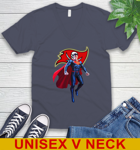 NFL Superman DC Sports Football Tampa Bay Buccaneers V-Neck T-Shirt 8