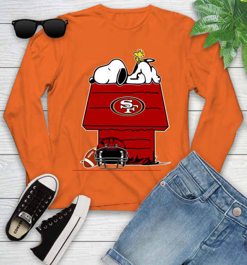 San Francisco 49ers NFL Football Snoopy Woodstock The Peanuts Movie Youth Long Sleeve 4