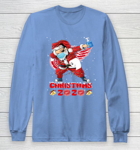 Detroit Red Wings Funny Santa Claus Dabbing Christmas 2020 NHL Long Sleeve T-Shirt 8