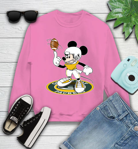 NFL Football Green Bay Packers Cheerful Mickey Disney Shirt Youth Sweatshirt 6