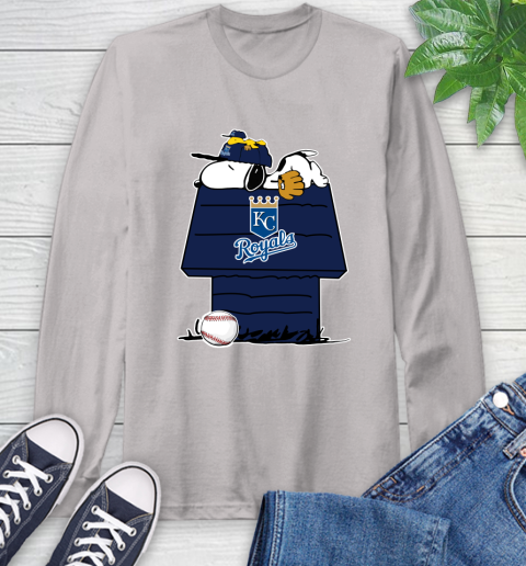 MLB Kansas City Royals Snoopy Woodstock The Peanuts Movie Baseball T Shirt Long Sleeve T-Shirt 12