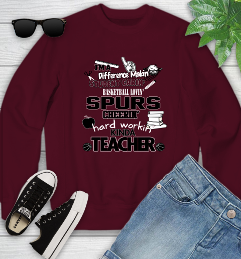 San Antonio Spurs NBA I'm A Difference Making Student Caring Basketball Loving Kinda Teacher Youth Sweatshirt 4