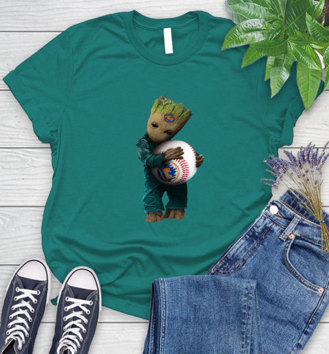 MLB Groot Guardians Of The Galaxy Baseball Sports New York Mets Women's T-Shirt 12