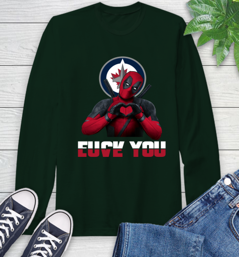 NHL Winnipeg Jets Deadpool Love You Fuck You Hockey Sports Long Sleeve T-Shirt 7