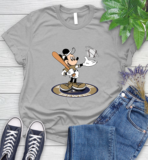 MLB Baseball Milwaukee Brewers Cheerful Mickey Disney Shirt Women's T-Shirt 5