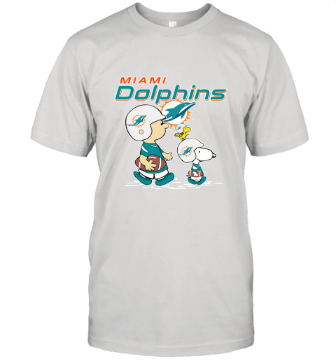 Miami Dolphins Let's Play Football Together Snoopy NFL Unisex Jersey Tee