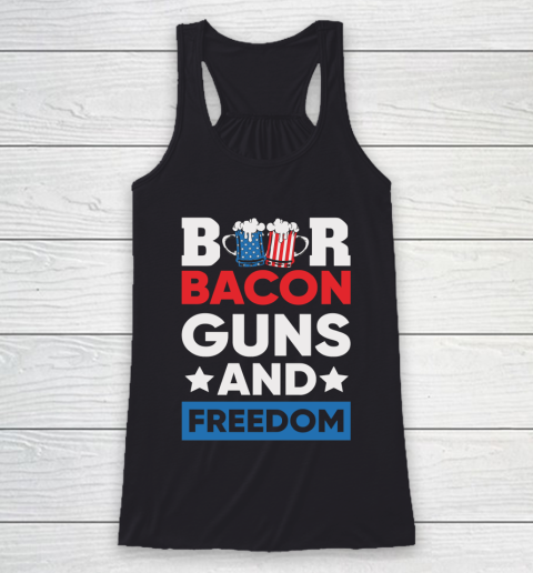 Beer Lover Funny Shirt Beer Bacon and Freedom 4th Racerback Tank