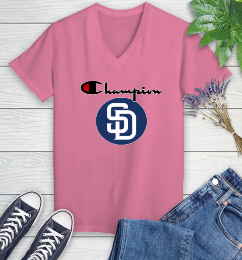 MLB Baseball San Diego Padres Champion Shirt Women's V-Neck T-Shirt 9