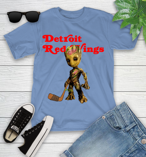 Detroit Red Wings NHL Hockey Groot Marvel Guardians Of The Galaxy Youth T-Shirt 11
