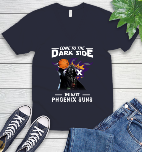 NBA Come To The Dark Side We Have Phoenix Suns Star Wars Darth Vader Basketball V-Neck T-Shirt 2