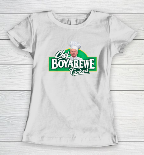 Chef BoyAreWe Fucked Funny Chef Biden Trump 2024 Women's T-Shirt