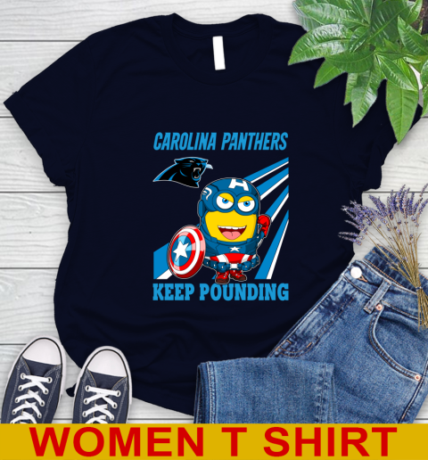 NFL Football Carolina Panthers Captain America Marvel Avengers Minion Shirt Women's T-Shirt 2