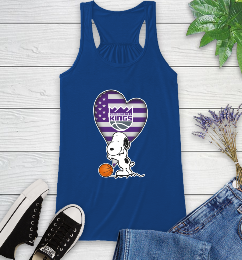 Sacramento Kings NBA Basketball The Peanuts Movie Adorable Snoopy Racerback Tank 9
