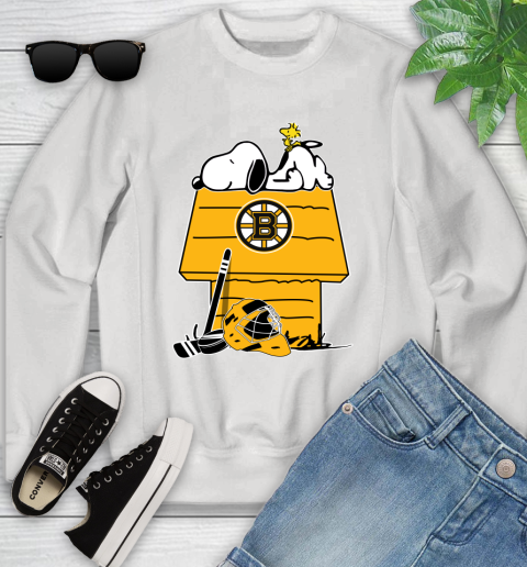 Boston Bruins NHL Hockey Snoopy Woodstock The Peanuts Movie Youth Sweatshirt