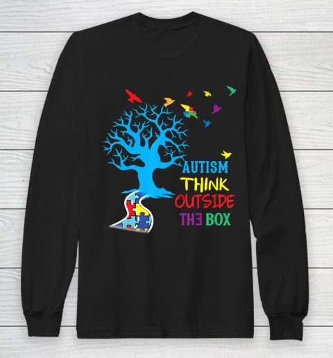 Autism Awareness Tree Autism Think Outside The Box Long Sleeve T-Shirt
