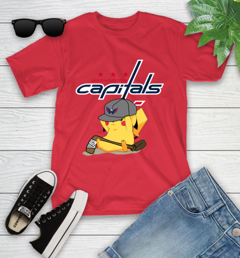 NHL Pikachu Hockey Sports Washington Capitals Youth T-Shirt 10
