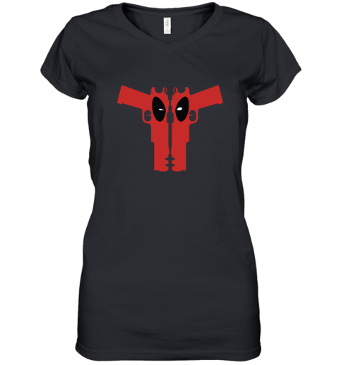 Deadpool Gun Watching You Women's V-Neck T-Shirt