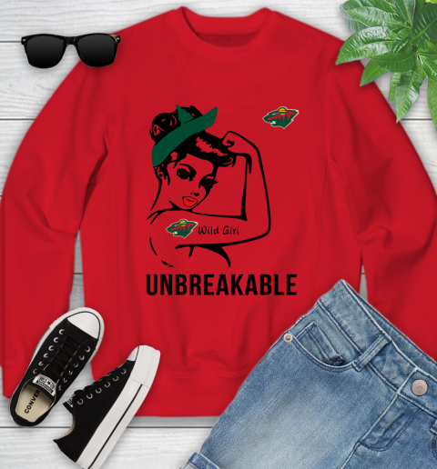 NHL Minnesota Wild Girl Unbreakable Hockey Sports Youth Sweatshirt 5