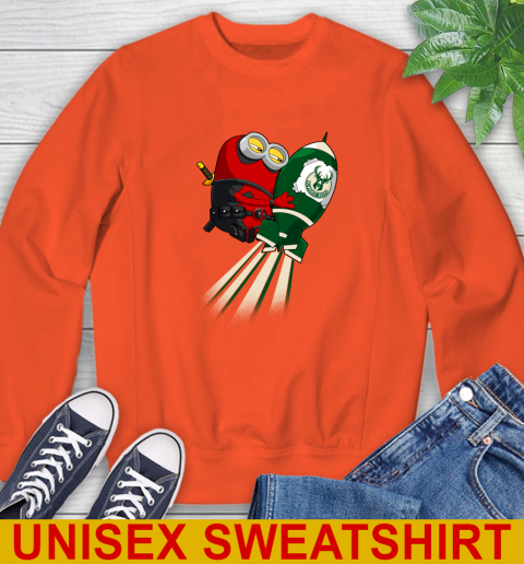 NBA Basketball Milwaukee Bucks Deadpool Minion Marvel Shirt Sweatshirt 3