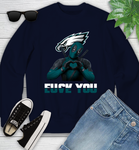NHL Philadelphia Eagles Deadpool Love You Fuck You Football Sports Youth Sweatshirt 2