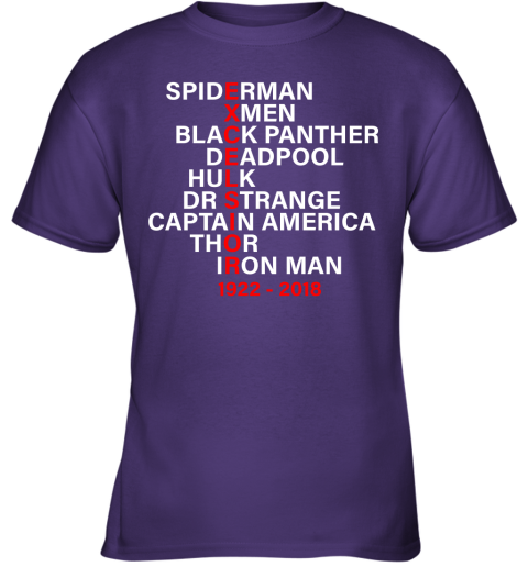 iw3c marvel excelsior stan lee 1922 2018 shirts youth t shirt 26 front purple
