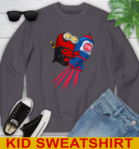 NBA Basketball Detroit Pistons Deadpool Minion Marvel Shirt Youth Sweatshirt 5