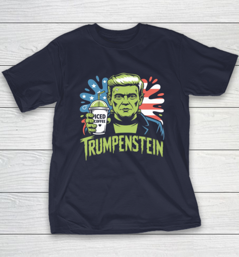 Trumpenstein Funny Iced Coffee Drink Halloween 4th of July USA Flag Youth T-Shirt 2