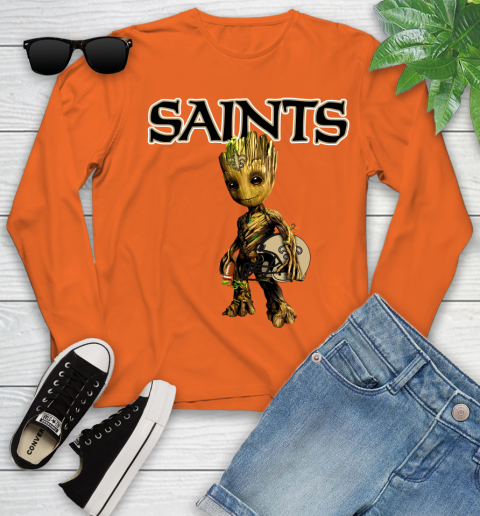 New Orleans Saints NFL Football Groot Marvel Guardians Of The Galaxy Youth Long Sleeve 4