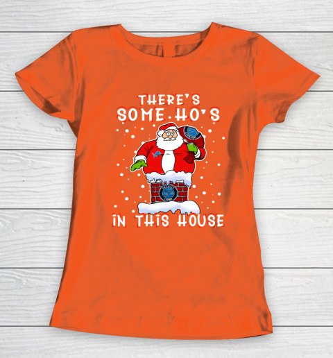 Detroit Lions Christmas There Is Some Hos In This House Santa Stuck In The Chimney NFL Women's T-Shirt 3