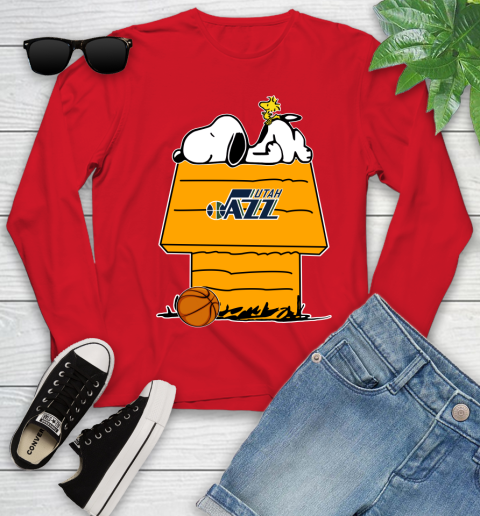 Utah Jazz NBA Basketball Snoopy Woodstock The Peanuts Movie Youth Long Sleeve 11