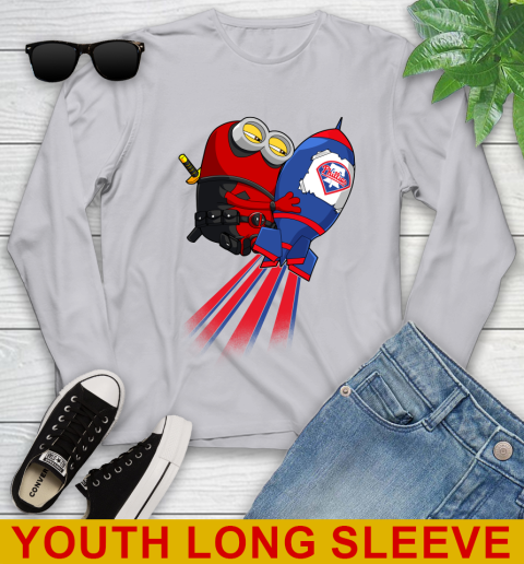 MLB Baseball Philadelphia Phillies Deadpool Minion Marvel Shirt Youth Long Sleeve 5