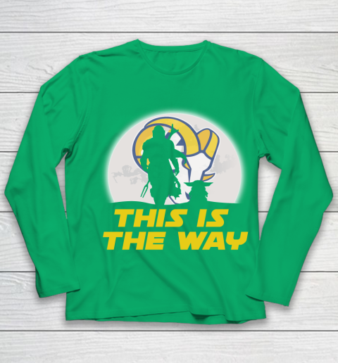 Los Angeles Rams NFL Football Star Wars Yoda And Mandalorian This Is The Way Youth Long Sleeve 4