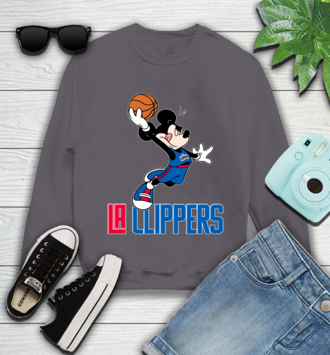 NBA Basketball LA Clippers Cheerful Mickey Mouse Shirt Youth Sweatshirt 5