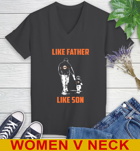 San Francisco Giants MLB Baseball Like Father Like Son Sports Women's V-Neck T-Shirt 8