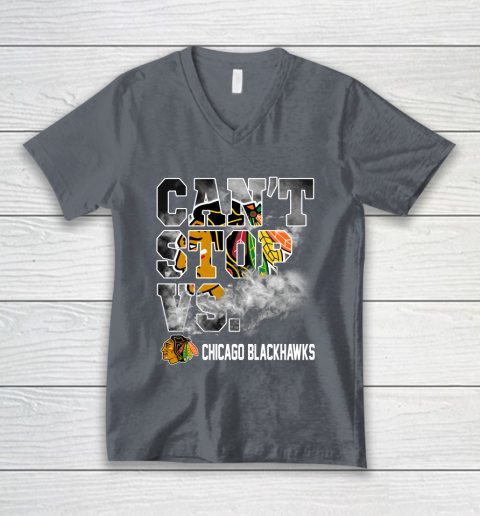NHL Chicago Blackhawks Hockey Can't Stop Vs V-Neck T-Shirt 4