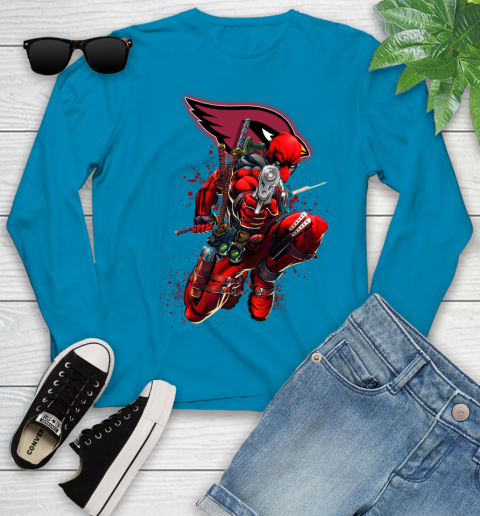 NFL Deadpool Marvel Comics Sports Football Arizona Cardinals Youth Long Sleeve 7