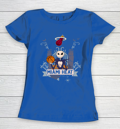 NBA Miami Heat Basketball Jack Skellington Halloween Women's T-Shirt 8