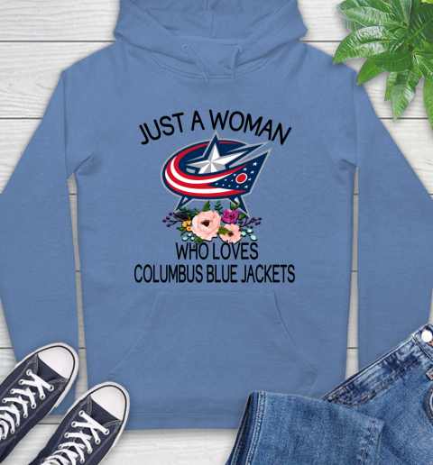 NHL Just A Woman Who Loves Columbus Blue Jackets Hockey Sports Hoodie 9