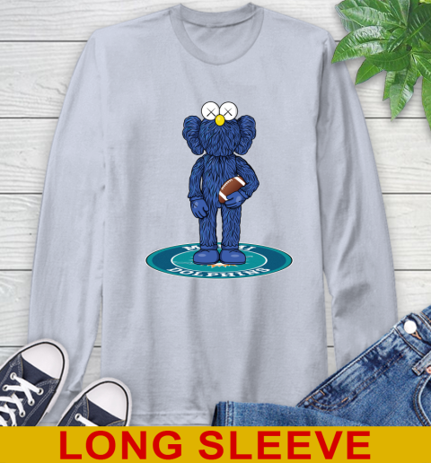 NFL Football Miami Dolphins Kaws Bff Blue Figure Shirt Long Sleeve T-Shirt 6