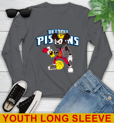 Detroit Pistons NBA Basketball Mickey Peace Sign Sports Youth Long Sleeve 9