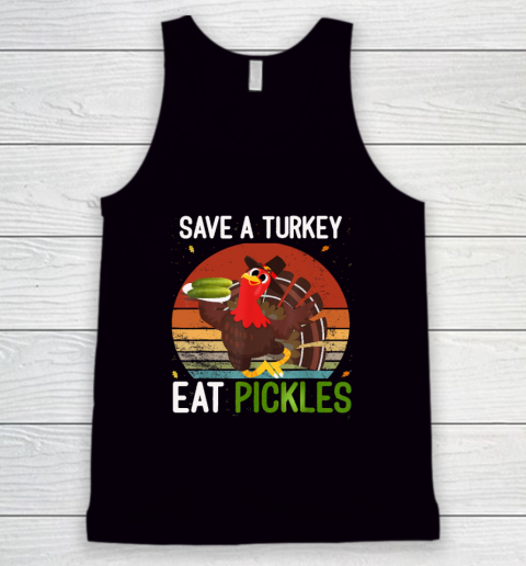 Save A Turkey Eat A Pickles Funny Thanksgiving Costume Tank Top