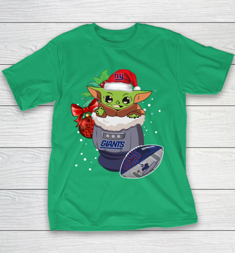 New York Giants Christmas Baby Yoda Star Wars Funny Happy NFL Youth T-Shirt
