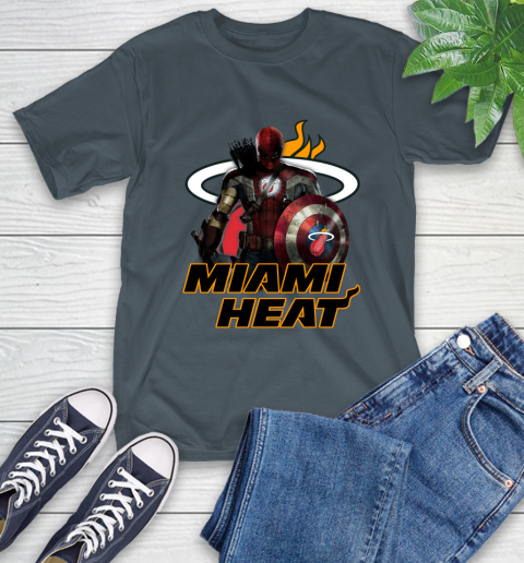 Miami Heat NBA Basketball Captain America Thor Spider Man Hawkeye Avengers T-Shirt 9
