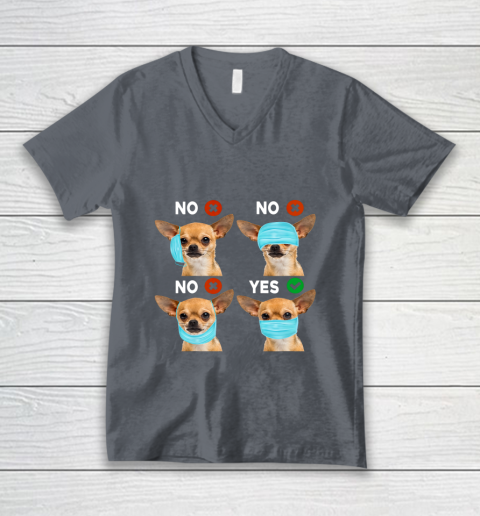 Funny Quarantined Chihuahua Dog How To Wear Mask Gift V-Neck T-Shirt 4