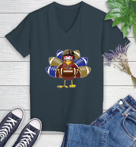 Baltimore Ravens Turkey Thanksgiving Day Women's V-Neck T-Shirt 8