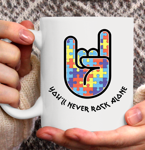 You'll Never Rock Alone  Autism Awareness Ceramic Mug 11oz