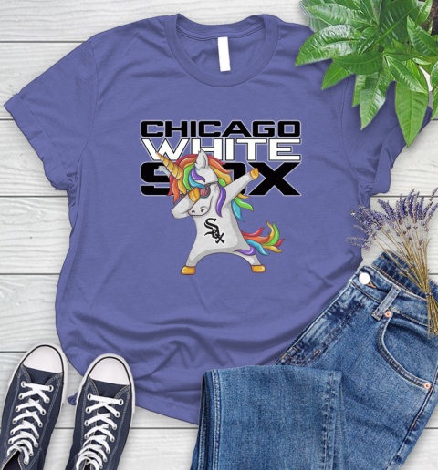 Chicago White Sox MLB Baseball Funny Unicorn Dabbing Sports Women's T-Shirt 11
