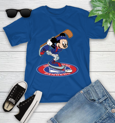 NHL Hockey New York Rangers Cheerful Mickey Disney Shirt Youth T-Shirt - Image 10
