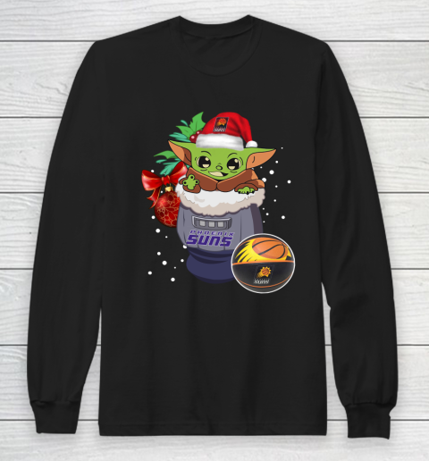 Phoenix Suns Christmas Baby Yoda Star Wars Funny Happy NBA Long Sleeve T-Shirt